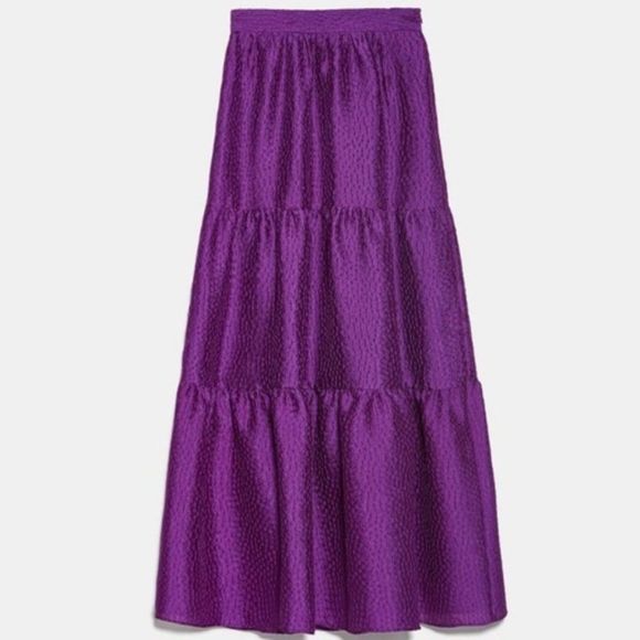 Zara Purple Tiered Skirt - Picture 4 of 8